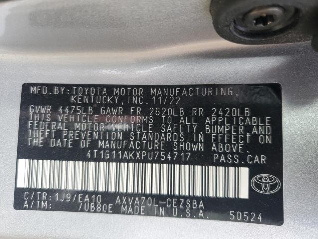 4T1G11AKXPU754717 - 2023 TOYOTA CAMRY SE NIGHT SHADE SILVER photo 13