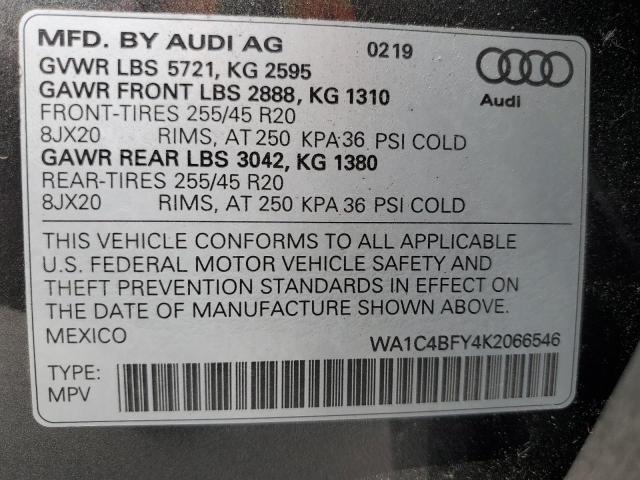 WA1C4BFY4K2066546 - 2019 AUDI SQ5 PRESTIGE GRAY photo 14