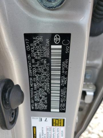 JTDKARFP0H3019916 - 2017 TOYOTA PRIUS PRIM ვერცხლისფერი ფოტო 12
