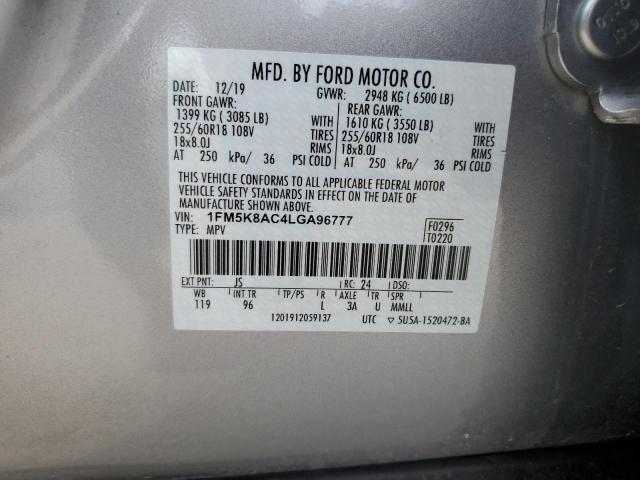 1FM5K8AC4LGA96777 - 2020 FORD EXPLORER POLICE INTERCEPTOR SILVER photo 13