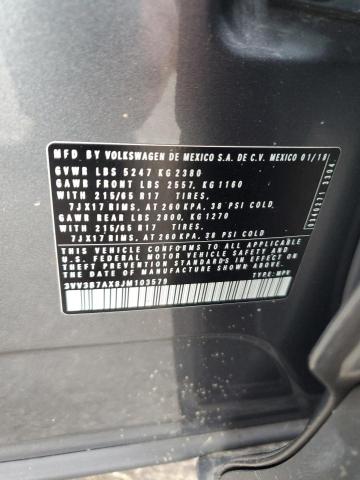 3VV3B7AX8JM103579 - 2018 VOLKSWAGEN TIGUAN SE Сұр фото 13