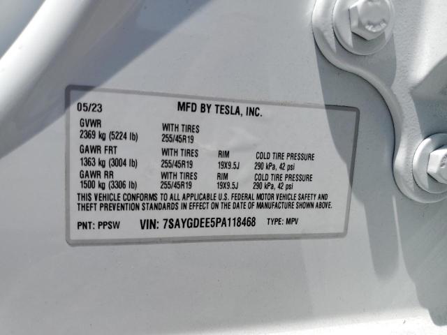 7SAYGDEE5PA118468 - 2023 TESLA MODEL Y WHITE photo 13