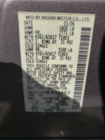 5N1AR18U56C631403 - 2006 NISSAN PATHFINDER LE 棕色 照片 10