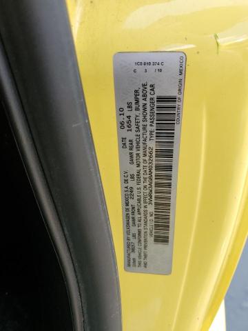 3VWRW3AG8AM032662 - 2010 VOLKSWAGEN NEW BEETLE YELLOW photo 12