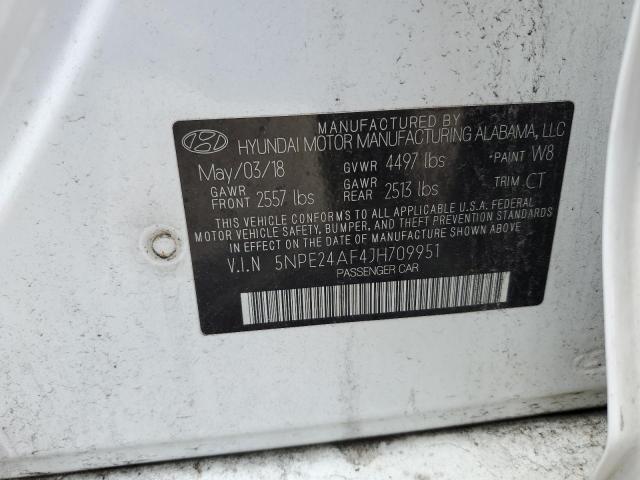 5NPE24AF4JH709951 - 2018 HYUNDAI SONATA SE თეთრი ფოტო 12
