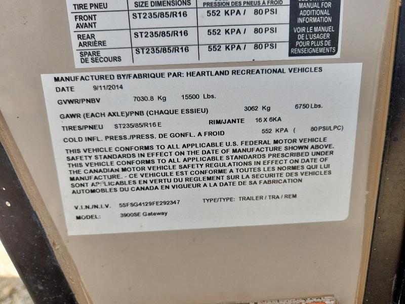 5SFSG4129FE292347 - 2015 HEARTLAND GATEWAY ორფეროვანი ფოტო 8