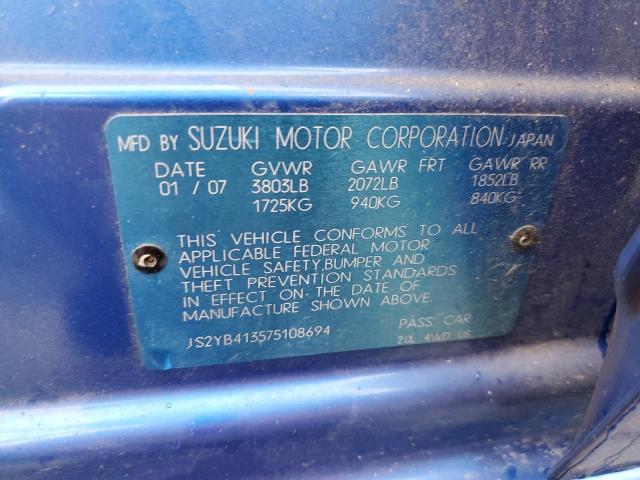 JS2YB413575108694 - 2007 SUZUKI SX4 BLUE photo 12