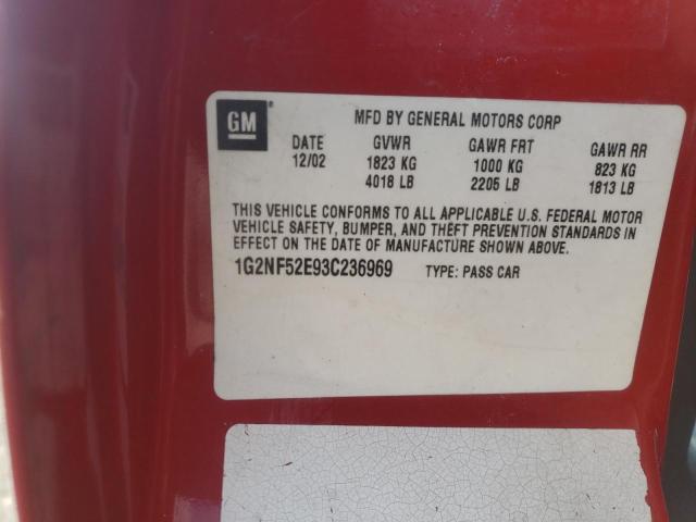 1G2NF52E93C236969 - 2003 PONTIAC GRAND AM SE1 RED photo 12