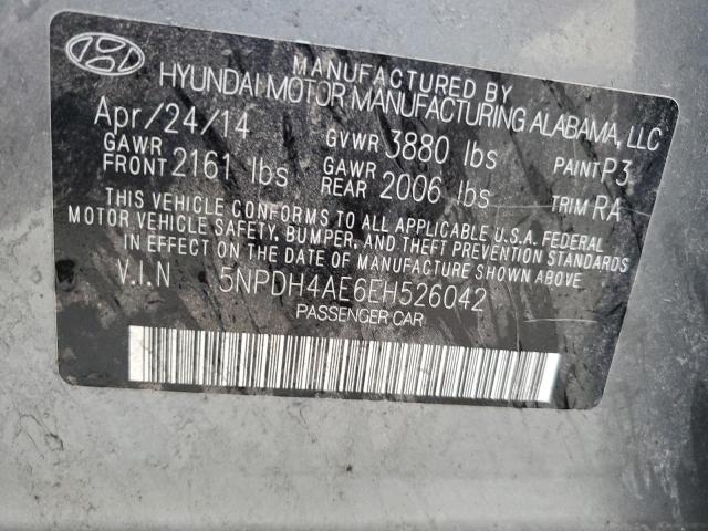 5NPDH4AE6EH526042 - 2014 HYUNDAI ELANTRA SE GRAY photo 13