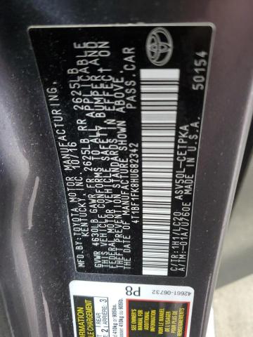 4T1BF1FK8HU682342 - 2017 TOYOTA CAMRY LE CHARCOAL photo 12