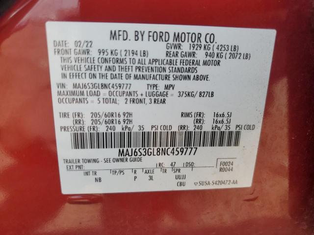MAJ6S3GL8NC459777 - 2022 FORD ECOSPORT SE Grau Foto 12