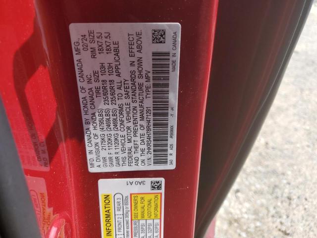 2HKRS4H78RH471291 - 2024 HONDA CR-V EXL RED photo 12