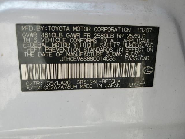 JTHCE96S880014086 - 2008 LEXUS GS 350 SILVER photo 12