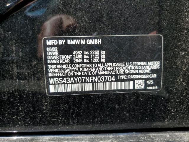 WBS43AY07NFN03704 - 2022 BMW M3 COMPETITION BLACK photo 12