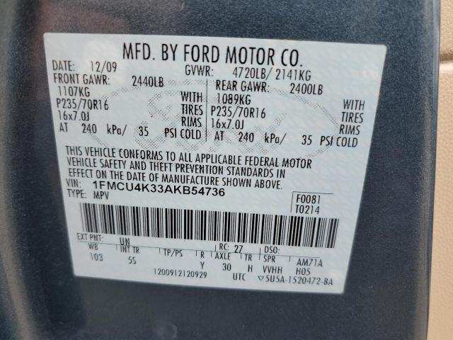 1FMCU4K33AKB54736 - 2010 FORD ESCAPE HYBRID BLUE photo 12