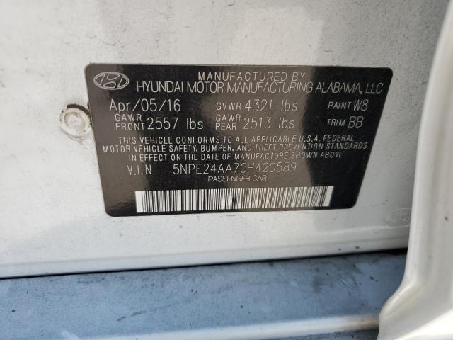 5NPE24AA7GH420589 - 2016 HYUNDAI SONATA ECO WHITE photo 13