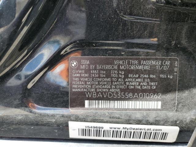 WBAVD53558A010962 - 2008 BMW 335 XI BLACK photo 13