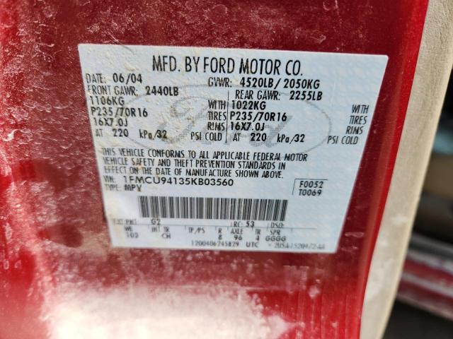 1FMCU94135KB03560 - 2005 FORD ESCAPE LIMITED MAROON photo 13