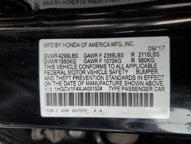 1HGCV1F4XJA001524 - 2018 HONDA ACCORD EX BLACK photo 12