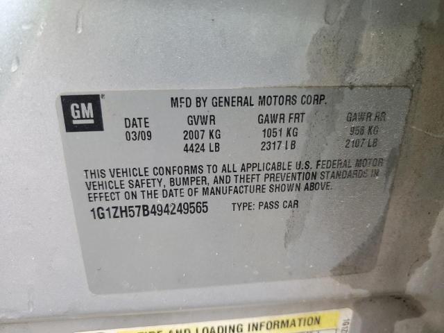 1G1ZH57B494249565 - 2009 CHEVROLET MALIBU 1LT 银色 照片 12