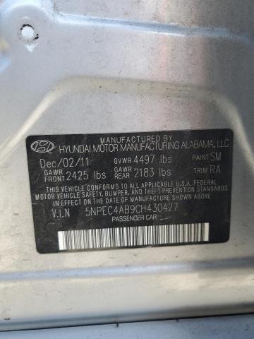 5NPEC4AB9CH430427 - 2012 HYUNDAI SONATA SE SILVER photo 13