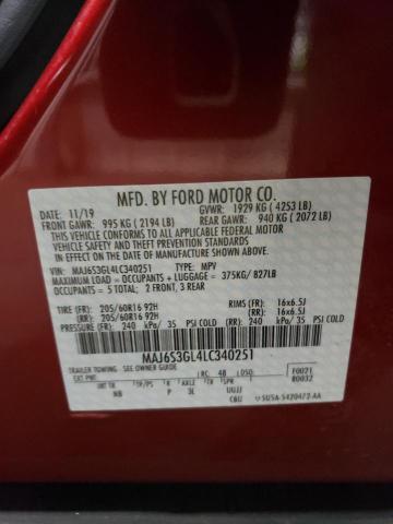 MAJ6S3GL4LC340251 - 2020 FORD ECOSPORT SE MAROON photo 13