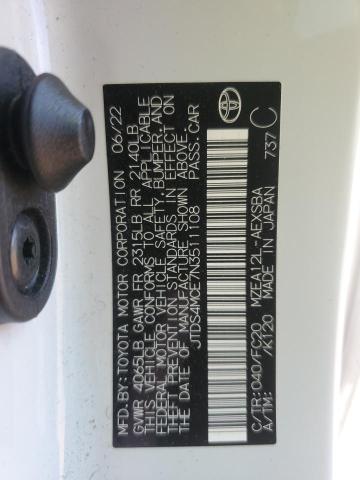 JTDS4MCE7N3511108 - 2022 TOYOTA COROLLA SE თეთრი ფოტო 12