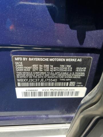 WBXYJ3C37JEJ75540 - 2018 BMW X2 SDRIVE28I BLUE photo 14