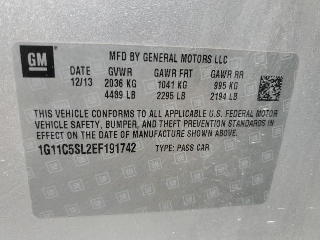 1G11C5SL2EF191742 - 2014 CHEVROLET MALIBU 1LT SILVER photo 12