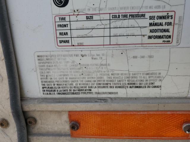 1W4200G2272059333 - 2007 WELLS CARGO ENCLSDTRLR თეთრი ფოტო 10