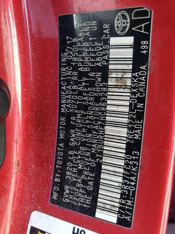 2T1BURHE7HC863283 - 2017 TOYOTA COROLLA L Qırmızı foto 12