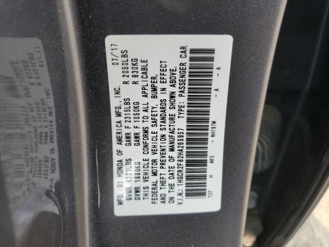 1HGCR2F82HA265957 - 2017 HONDA ACCORD EXL GRAY photo 12