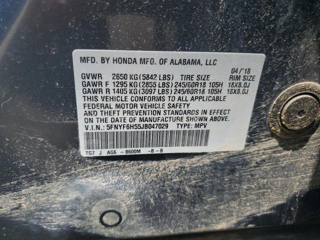 5FNYF6H55JB047029 - 2018 HONDA PILOT EXL BLUE photo 13