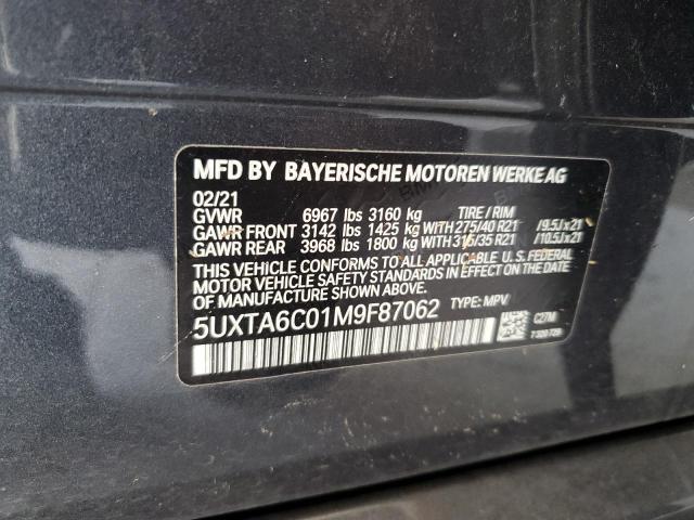 5UXTA6C01M9F87062 - 2021 BMW X5 XDRIVE45E CHARCOAL photo 13