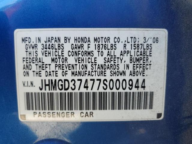 JHMGD37477S000944 - 2007 HONDA FIT BLUE photo 13