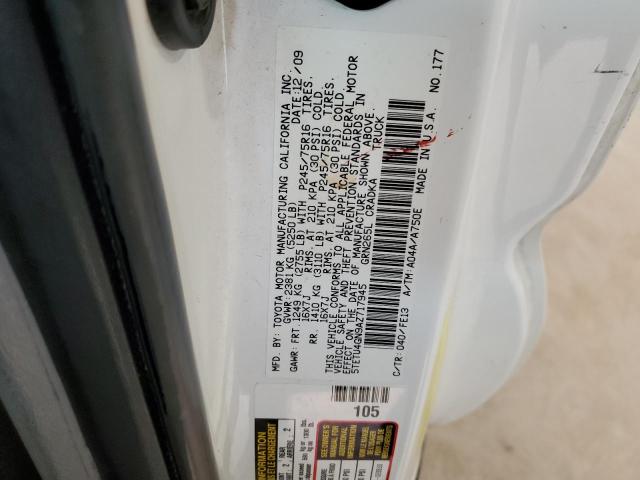 5TETU4GN9AZ717945 - 2010 TOYOTA TACOMA PRERUNNER ACCESS CAB WHITE photo 12