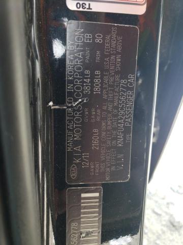 KNAFU4A29C5562778 - 2012 KIA FORTE EX BLACK photo 12