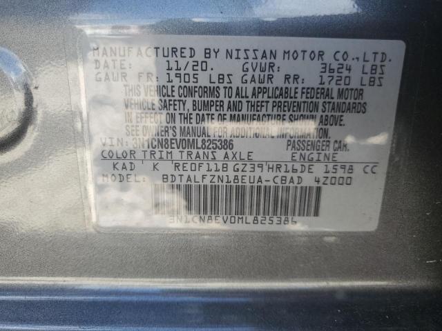 3N1CN8EV0ML825386 - 2021 NISSAN VERSA SV GRAY photo 13