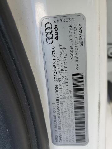 WAUHGAFC1CN037827 - 2012 AUDI A6 PRESTIGE თეთრი ფოტო 12