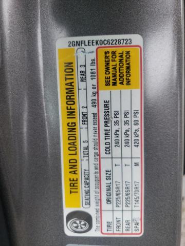 2GNFLEEK0C6228723 - 2012 CHEVROLET EQUINOX LT GRAY photo 13