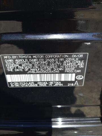 JTHBJ46G582264346 - 2008 LEXUS ES 350 BLACK photo 12