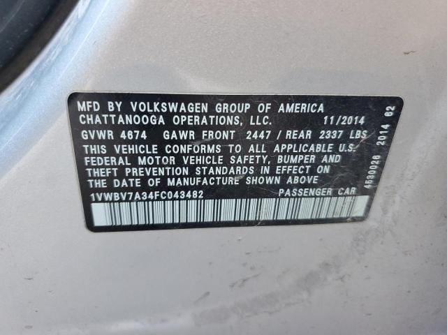 1VWBV7A34FC043482 - 2015 VOLKSWAGEN PASSAT SE SILVER photo 23