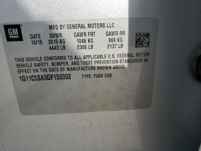 1G11C5SA3GF150392 - 2016 CHEVROLET MALIBU LIM LT 银色 照片 12