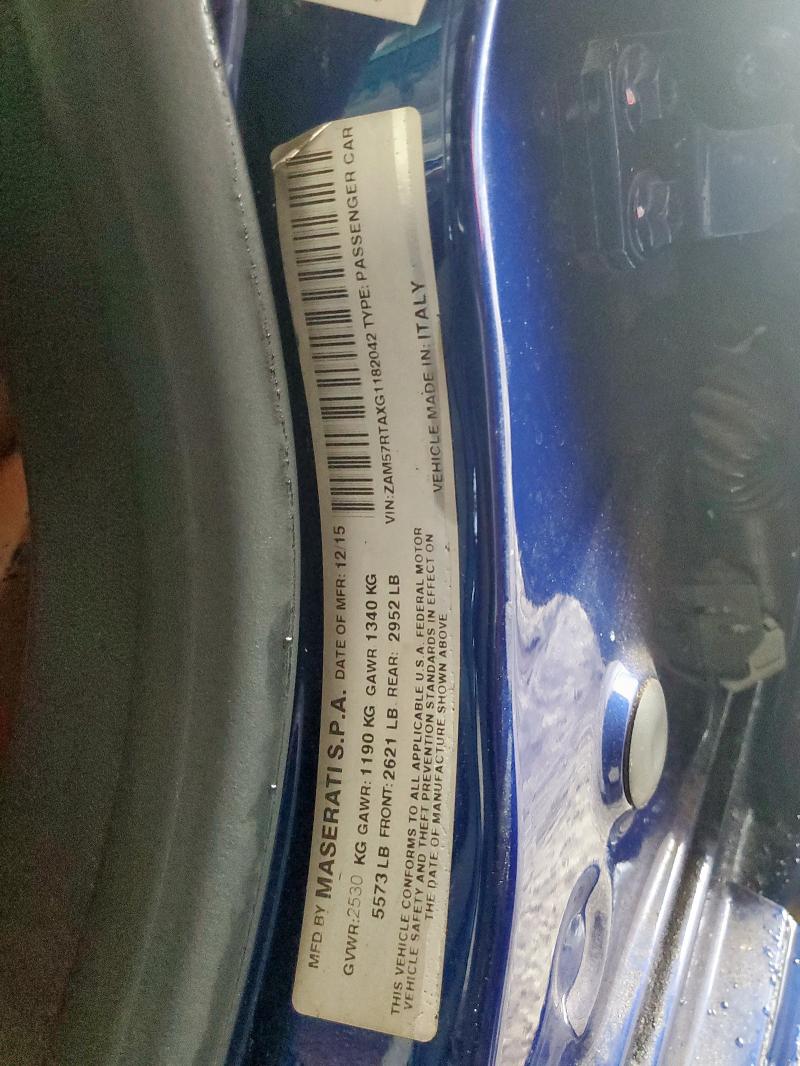 ZAM57RTAXG1182042 - 2016 MASERATI GHIBLI S BLUE photo 12