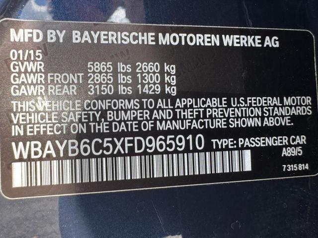 WBAYB6C5XFD965910 - 2015 BMW 750 XI BLUE photo 15