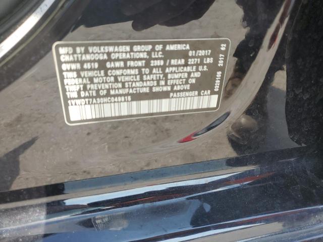 1VWDT7A30HC049815 - 2017 VOLKSWAGEN PASSAT R-LINE შავი ფოტო 12