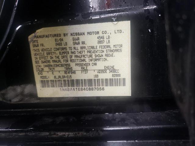 1N4BA41E84C887056 - 2004 NISSAN MAXIMA SE BLACK photo 12