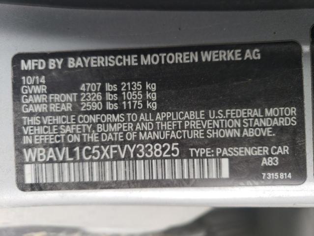 WBAVL1C5XFVY33825 - 2015 BMW X1 XDRIVE28I SILVER photo 12