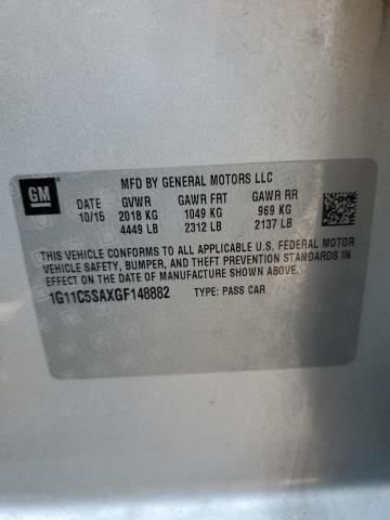 1G11C5SAXGF148882 - 2016 CHEVROLET MALIBU LIM LT 银色 照片 12