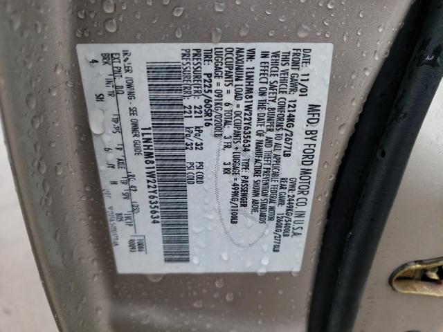 1LNHM81W22Y635634 - 2002 LINCOLN TOWN CAR EXECUTIVE BEIGE photo 12